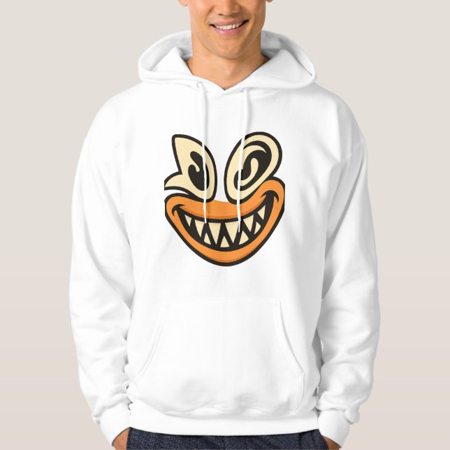 Crazy Wide-Smile Face – Unique Bold Graphic Tee Hoodie (Framsida)