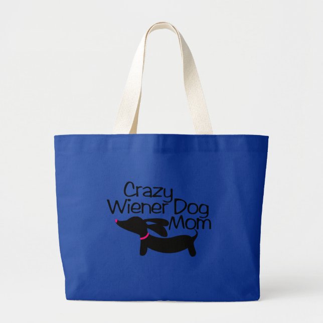 Crazy Wiener Hund Mamma Tote Jumbo Tygkasse (Framsidan)