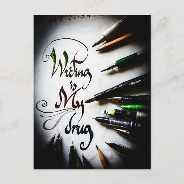 Crazy writer-manifest vykort (Framsida)