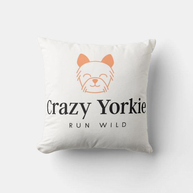 Crazy Yorkie 16-tums x 16-tums slingvippel Kudde (Framsida)
