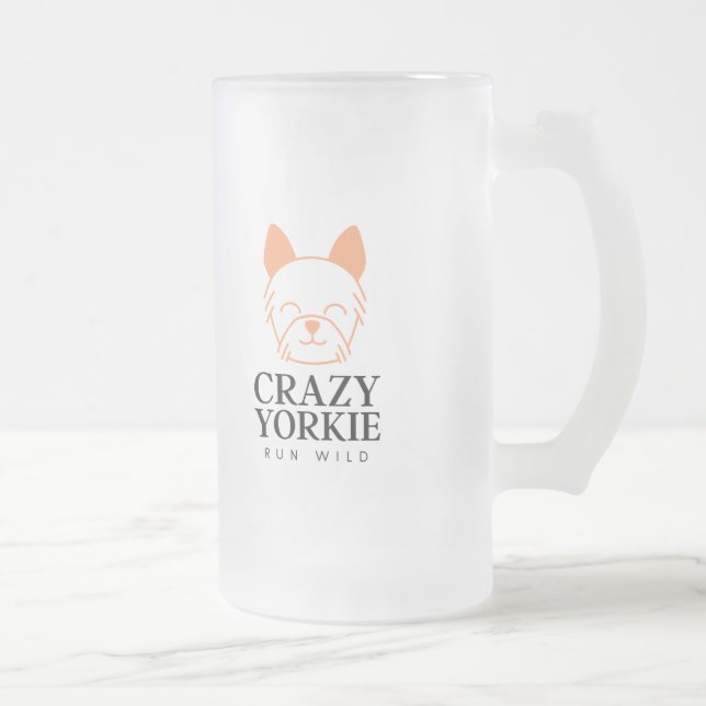Crazy Yorkie Anpassningsbar Frosted Beer Mugg (Höger)