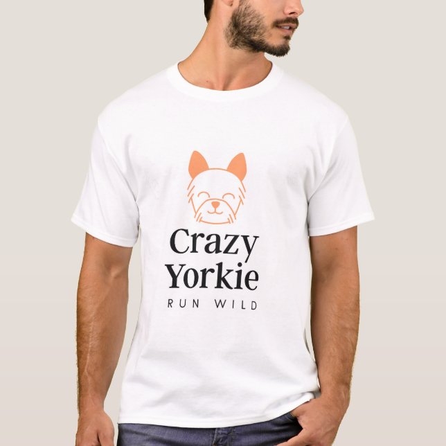 Crazy Yorkie Herr Basic T-Shirt (Framsida)