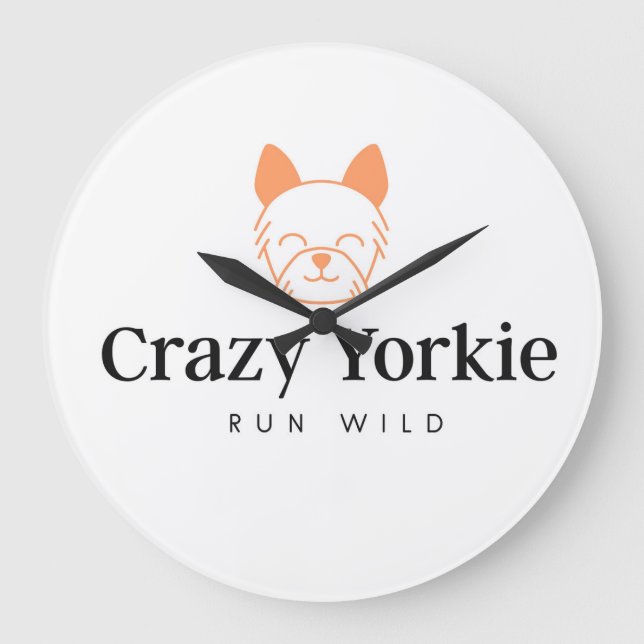 Crazy Yorkie Time Wall Clock Stor Klocka (Framsida)