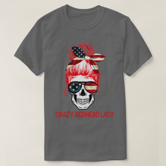 CrazyRedheadLadySkull T Shirt (Design framsida)