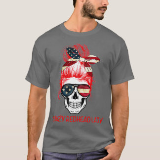 CrazyRedheadLadySkull T Shirt
