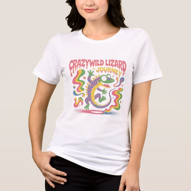 Crazywild Green Pink Lizard Journey T Shirt (Framsida)