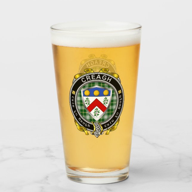 Creagh Irish Shield Beer Glass Glaskopp (Framsida fylld)