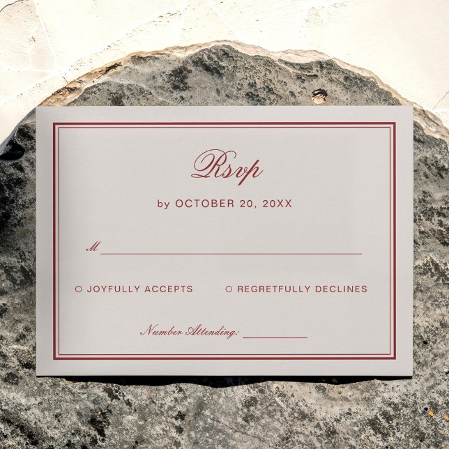 Cream and Burgundy Wedding Response  Tilläggskort (Skapare uppladdad)