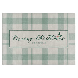 Cream and Green Plaid Merry Christmas Script