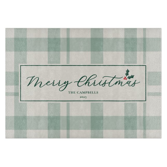 Cream and Green Plaid Merry Christmas Script (Framsidan)