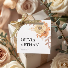 Cream Apricot Floral Wedding Favor Tag Gåvor Etiketter