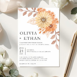 Cream Apricot Floral Wedding Invitation, W004 Inbjudningar