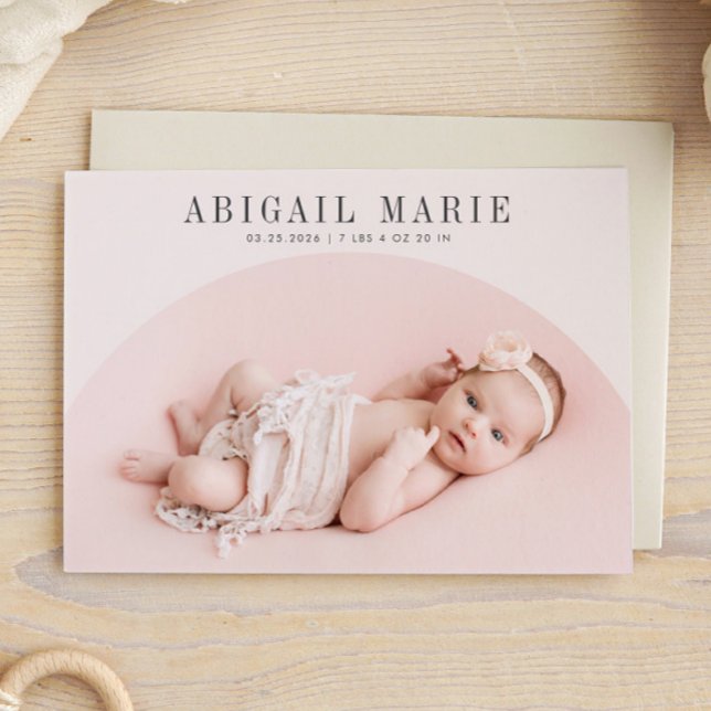 Cream Arch Ram Birth-annons Card Meddelande (Skapare uppladdad)