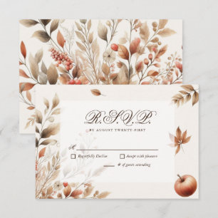 Cream Autumn Harvest Bröllop OSA Botanical Reply Kort