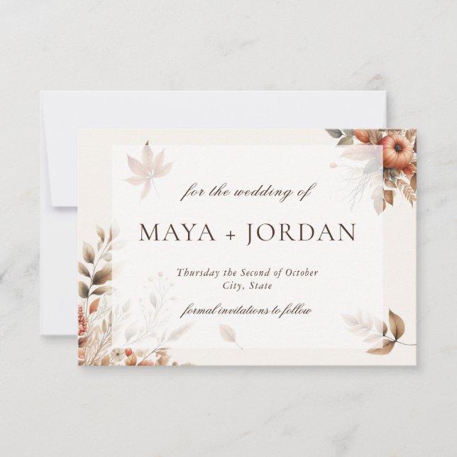 Cream Autumn Pumpkin Harvest Spara datumet (Framsida)