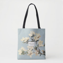 Cream Azalea Flowers Monogram Tygkasse