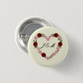 Cream badge with a pink and red heart knapp