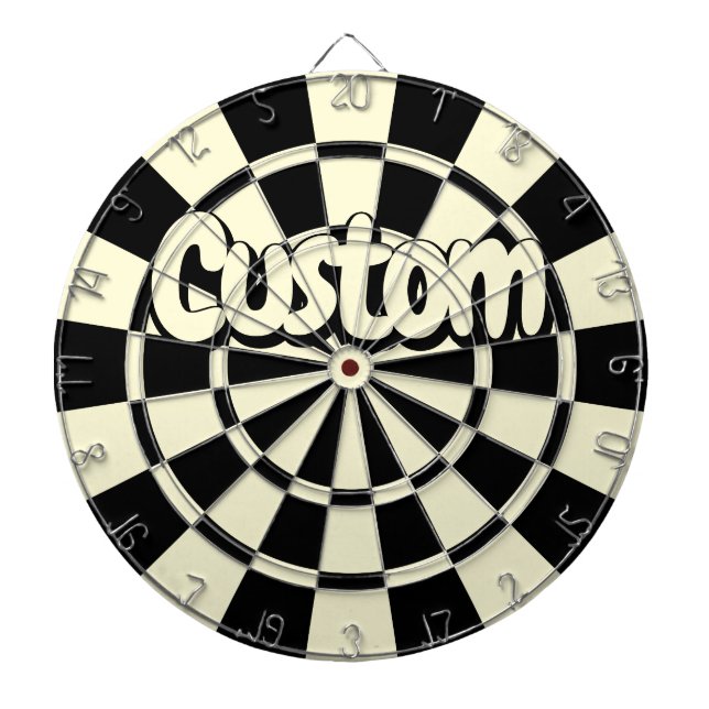 Cream Beige And Black Customizable Text Darttavla (Framsidan)