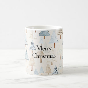 Cream Beige Blue Julgranar Kaffemugg