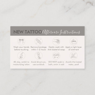 Cream Beige Body Art Aftercare Instructions Tattoo Visitkort
