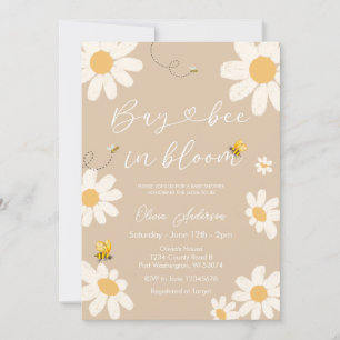 Cream Beige Daisy Bay Bee Baby Shower Inbjudningar
