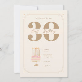 Cream Beige Elegant Birthday Cream Beige Elegant Inbjudningar