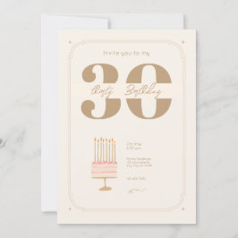 Cream Beige Elegant Birthday Cream Beige Elegant Inbjudningar