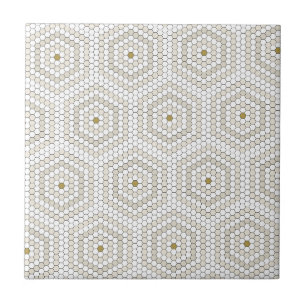 Cream & Beige Hexagon Penny Tile Hex Tile Mönster Kakelplatta