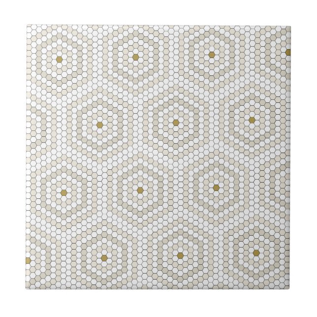 Cream & Beige Hexagon Penny Tile Hex Tile Mönster Kakelplatta (Framsidan)