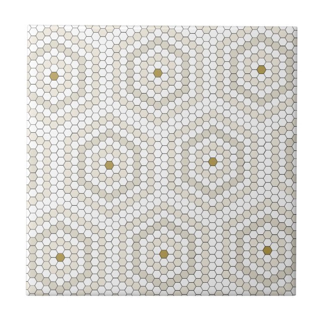 Cream & Beige Hexagon Penny Tile Hex Tile Mönster Kakelplatta (Framsidan)