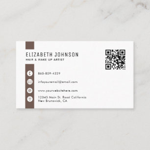 Cream Beige och Brown Minimalist, enkel QR-kod Visitkort