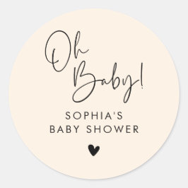 Cream Beige Oh Baby Modern Boho Baby Shower Runt Klistermärke