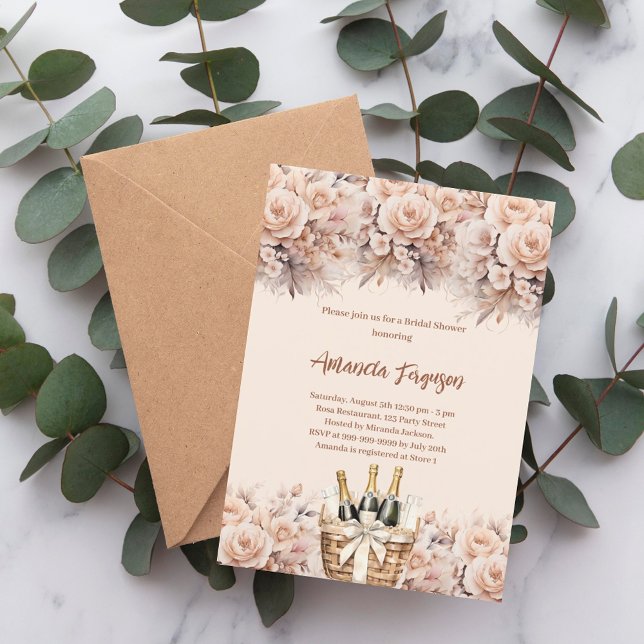 Cream beige ro bubLY brunch Möhippa Inbjudningar (Skapare uppladdad)