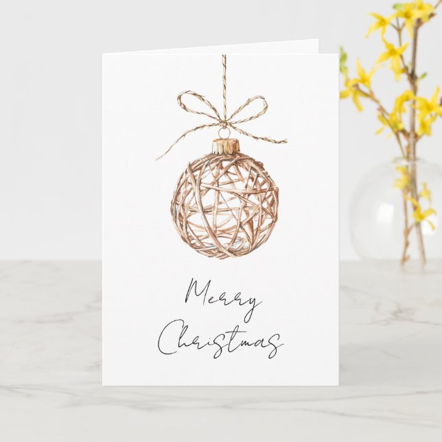 Cream Beige Round Ornaments jul Kort (Gul blomma)