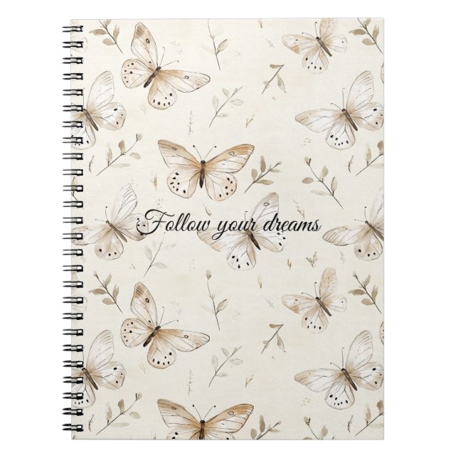 Cream Beige Sand Butterflies Anteckningsbok (Framsidan)