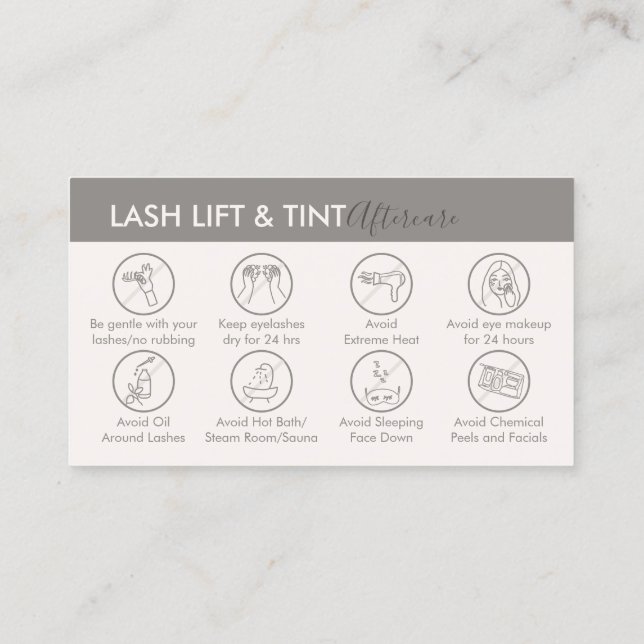 Cream Beige Tan Eftervård för Lash Lift och Färgni Visitkort (Baksida)
