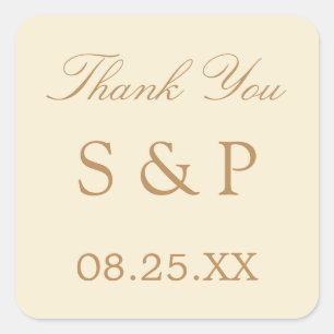 Cream Beige Wedding Favor Tack Sticker Fyrkantigt Klistermärke