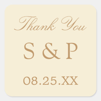 Cream Beige Wedding Favor Tack Sticker Fyrkantigt Klistermärke