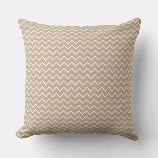 Cream Beige Zigzag/Polka Dot Reversible Pillow Kudde (Framsida)