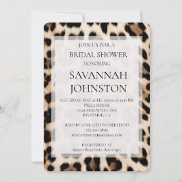 Cream Black Brown Leopard Möhippa Inbjudningar