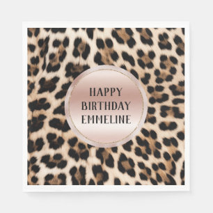 Cream Black Brown Leopard  Rosa Pappersservett