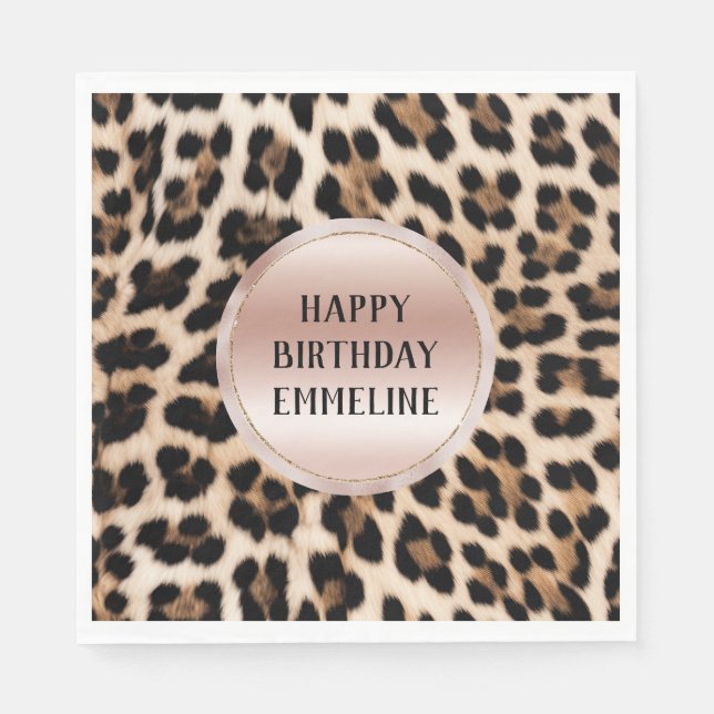Cream Black Brown Leopard  Rosa Pappersservett (Framsidan)