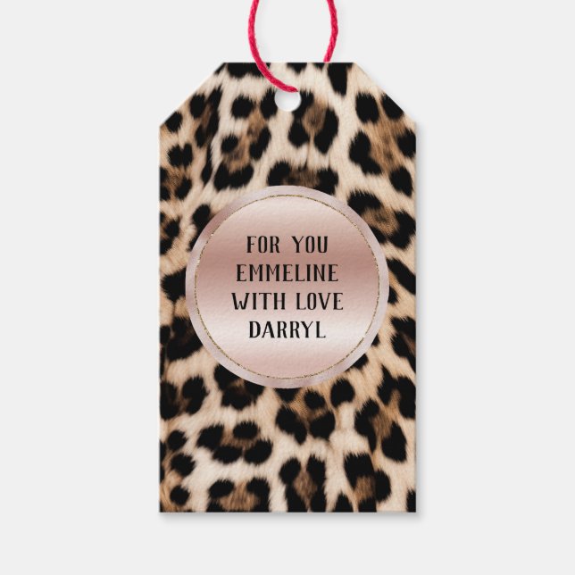 Cream Black Brown Leopard  Rosa Presentetikett (Framsidan)