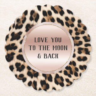 Cream Black Brown Leopard Rosa Underlägg Papper