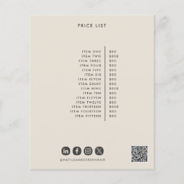 Cream Black elegant modern pris QR-kod Flygblad