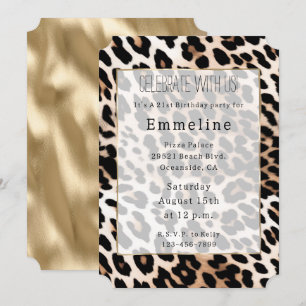 Cream Black Leopard & Guld Inbjudningar