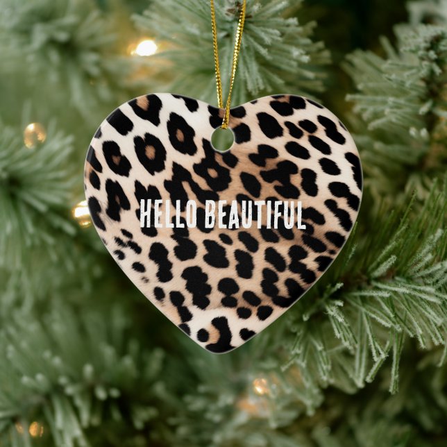 Cream Black Leopard Julgransprydnad Keramik (Träd)