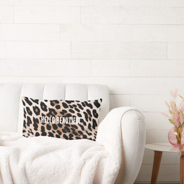 Cream Black Leopard Lumbarkudde (Soffa)