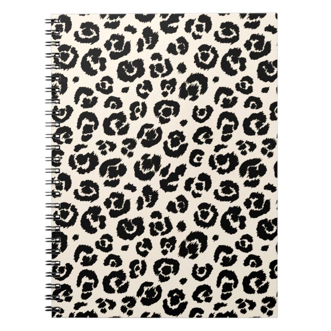 Cream Black Leopard Skriv ut Anteckningsbok Med Spiral (Framsidan)
