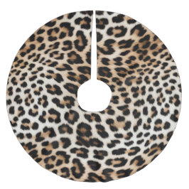 Cream Black Leopard Skriv ut Julgransmatta Borstad Polyester